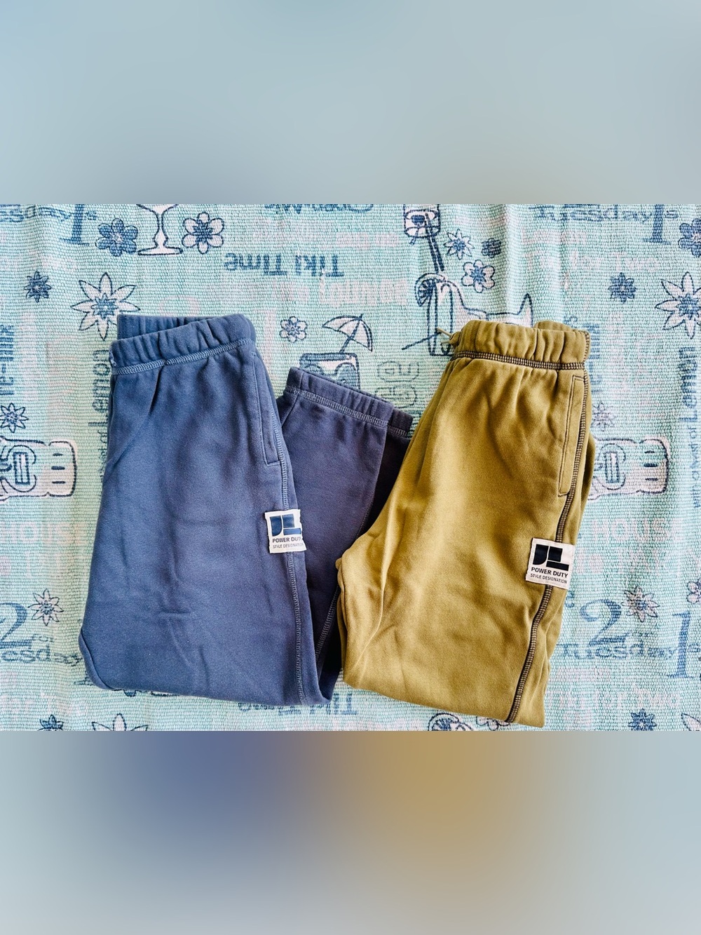 H&M Kids Two-Pack Pull-On Joggers in Blue and Olive